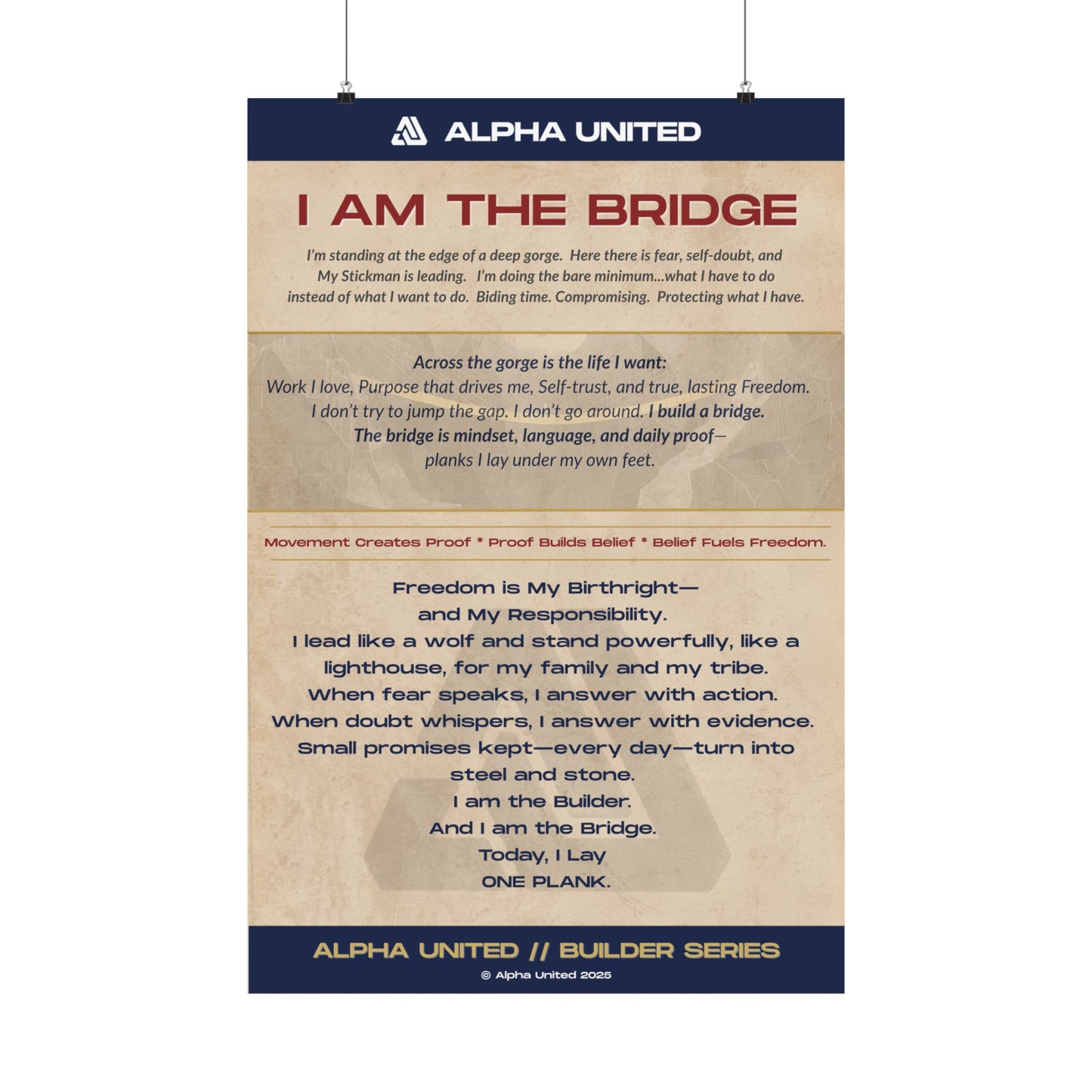 I Am The Bridge - Alpha United Manifesto Poster